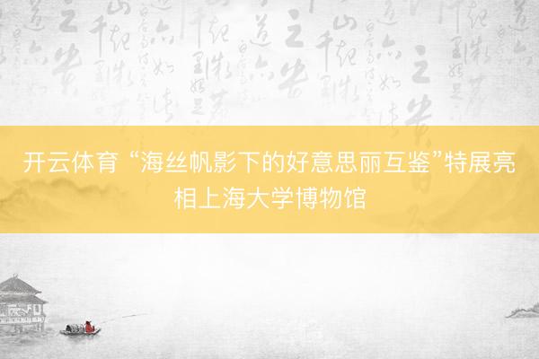 开云体育 “海丝帆影下的好意思丽互鉴”特展亮相上海大学博物馆