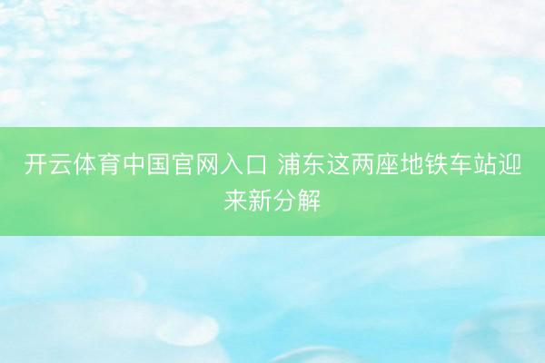 开云体育中国官网入口 浦东这两座地铁车站迎来新分解