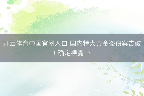 开云体育中国官网入口 国内特大黄金盗窃案告破! 确定裸露→